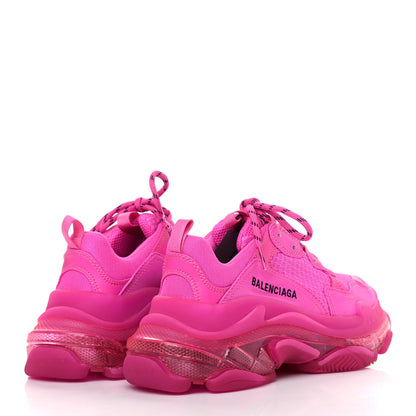 Balenciaga Fabric Mesh Clear Sole Fluo Womens Triple S Sneakers 37 Pink 3 of 4