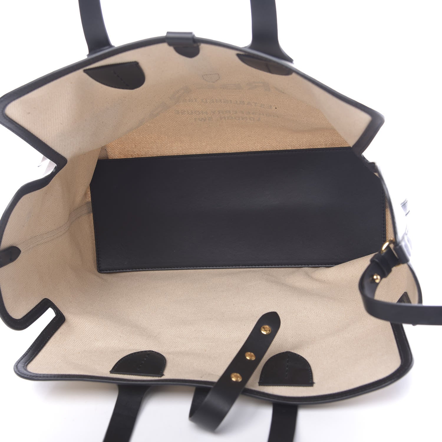 Burberry Cotton Soft Canvas Calfskin Medium Belt Tote Natural Black 6 of 11