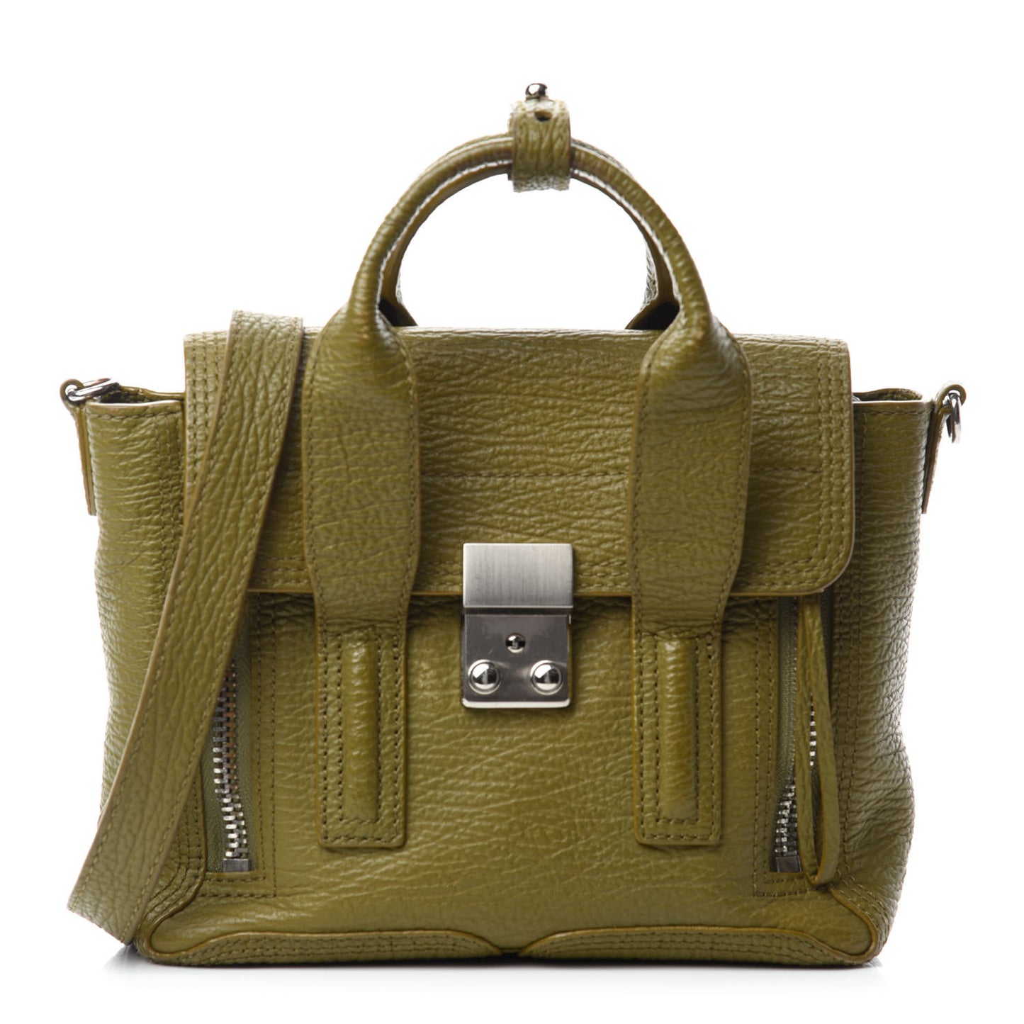 Textured Calfskin Mini Pashli Satchel Green