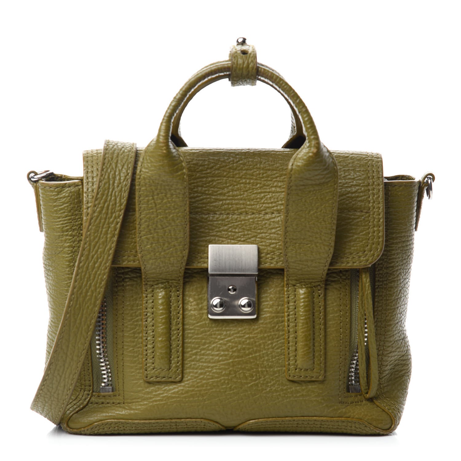 3.1 Phillip Lim Textured Calfskin Mini Pashli Satchel Green 1 of 11