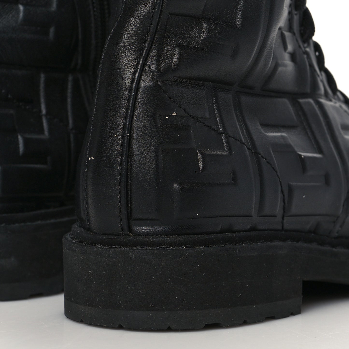 Nappa FF Embossed Womens Biker Boots 38 Black