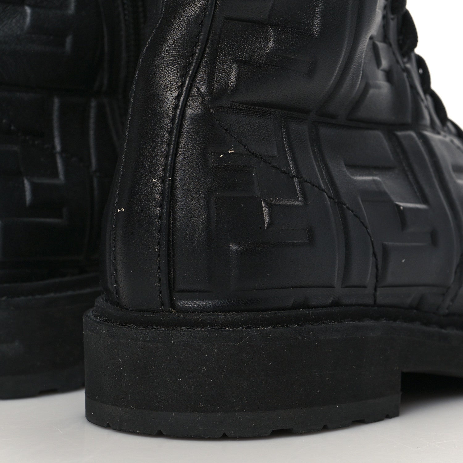 Fendi Nappa FF Embossed Womens Biker Boots 38 Black 8 of 8
