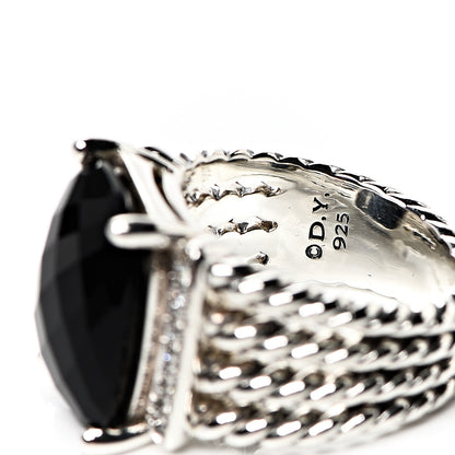 David Yurman Sterling Silver Diamond Black Onyx 16mm Wheaton Ring 54 6.75 4 of 4