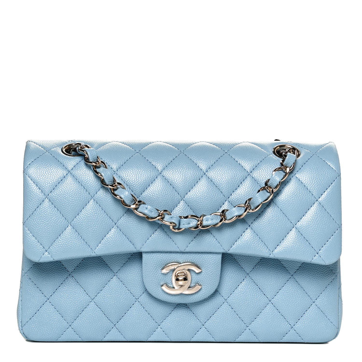 Chanel Caviar Quilted Small Double Flap Light Blue 1 of 11