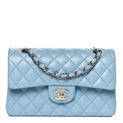Chanel Caviar Quilted Small Double Flap Light Blue 1 of 11