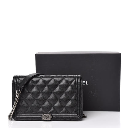 Chanel Caviar Quilted Boy Wallet On Chain WOC Black 12 of 12