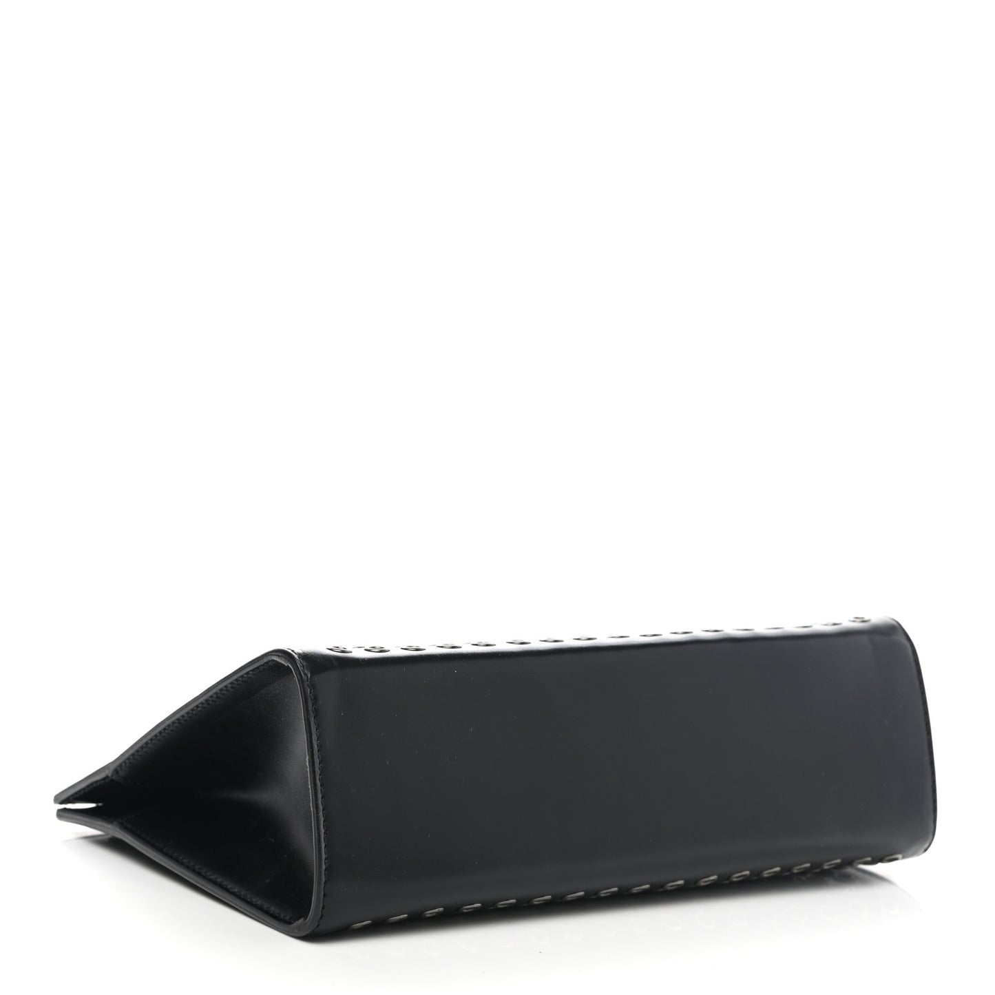 Calfskin Grommet Studded Clutch Black