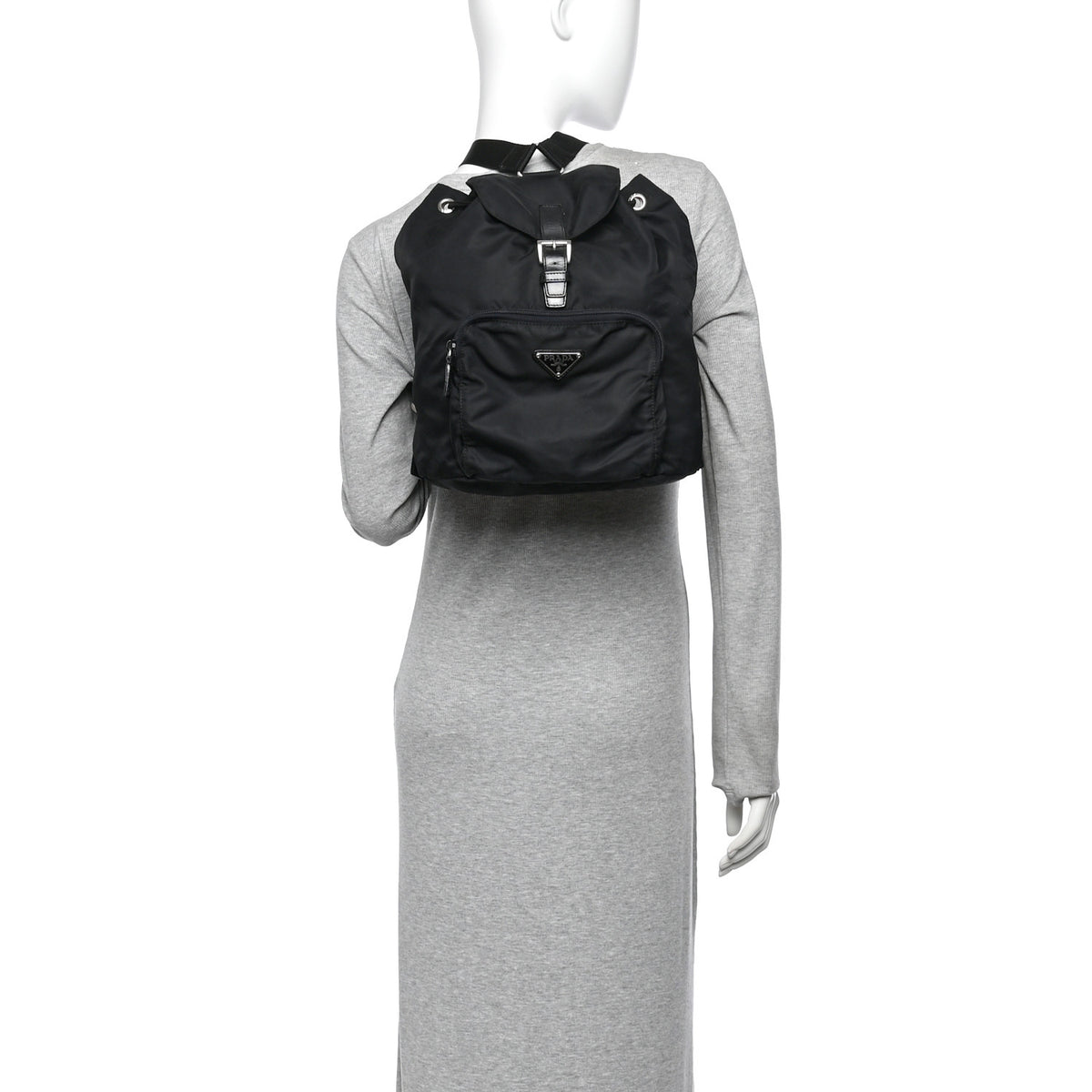 Prada Tessuto Nylon Saffiano Vela Backpack Black 2 of 9