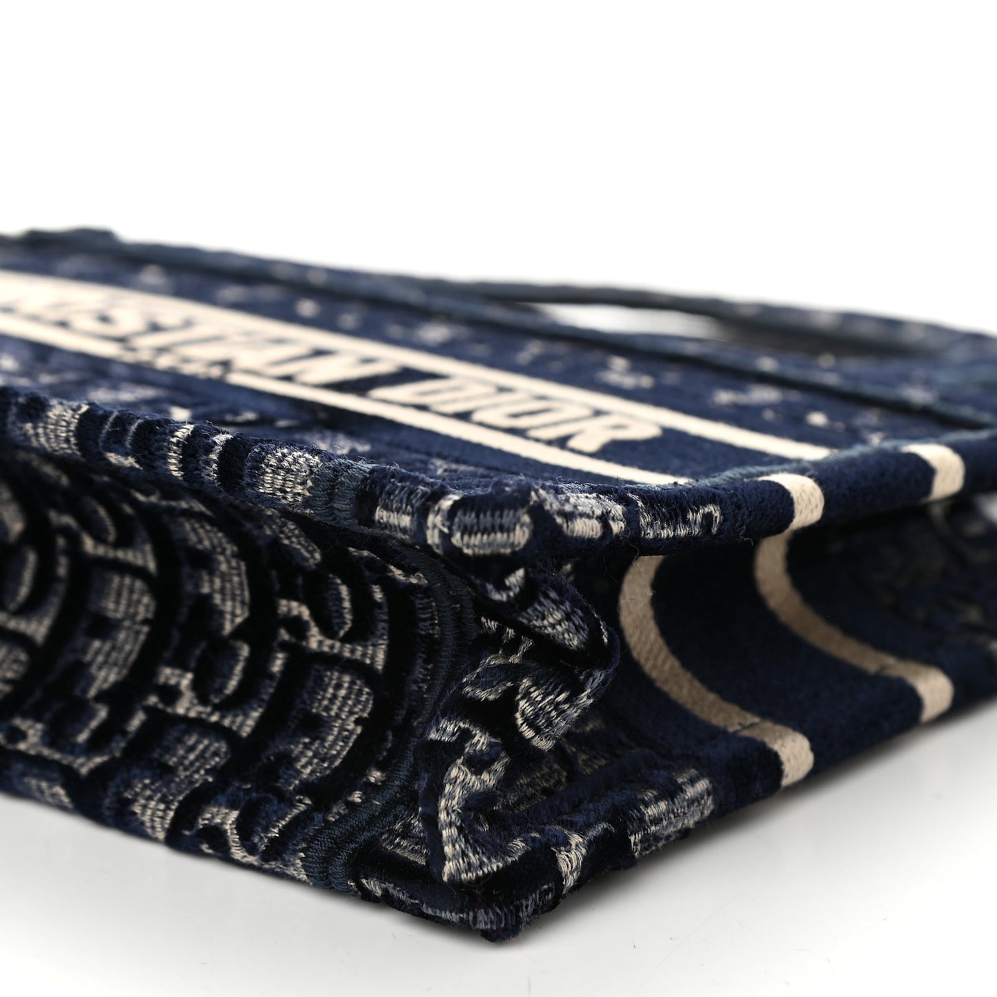 Velvet Oblique Embroidered Mini Book Tote Blue