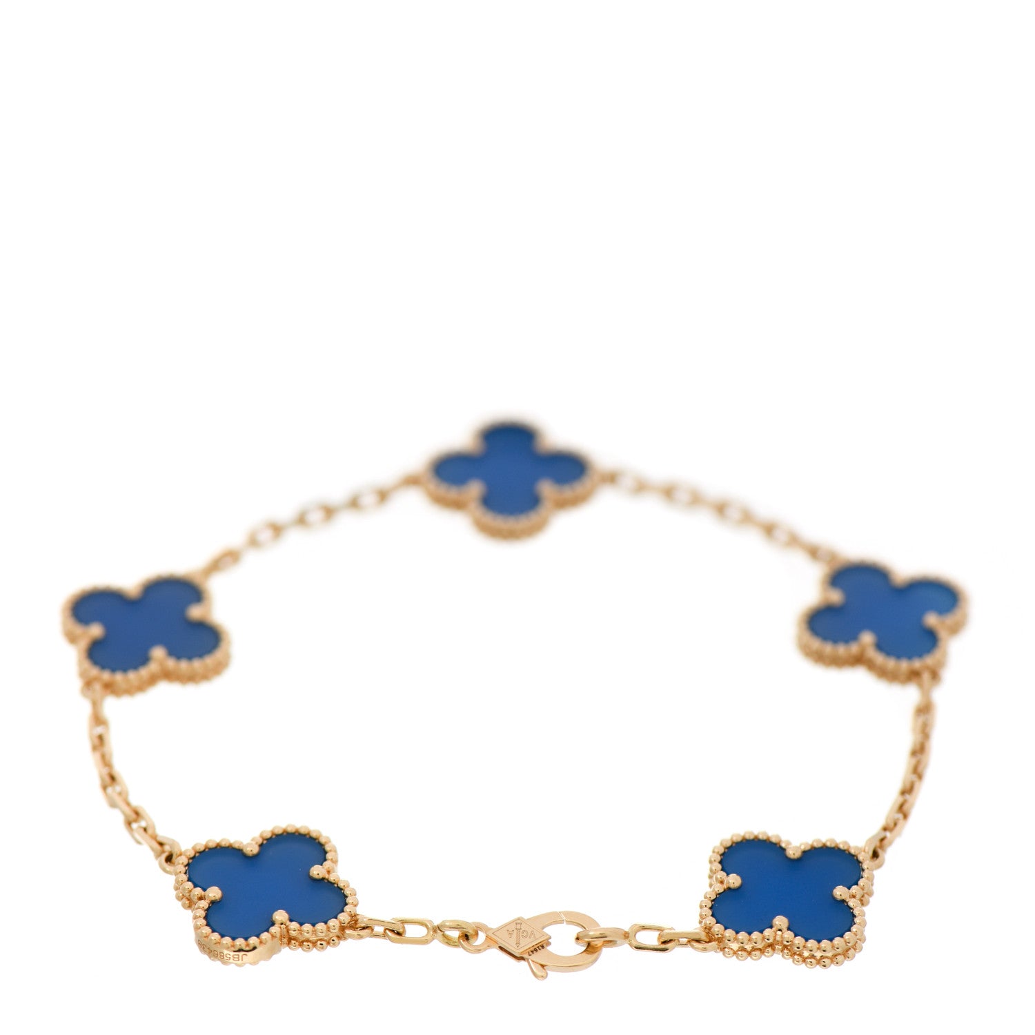 Van Cleef & Arpels 18K Yellow Gold Blue Agate 5 Motifs Vintage Alhambra Bracelet 2 of 4
