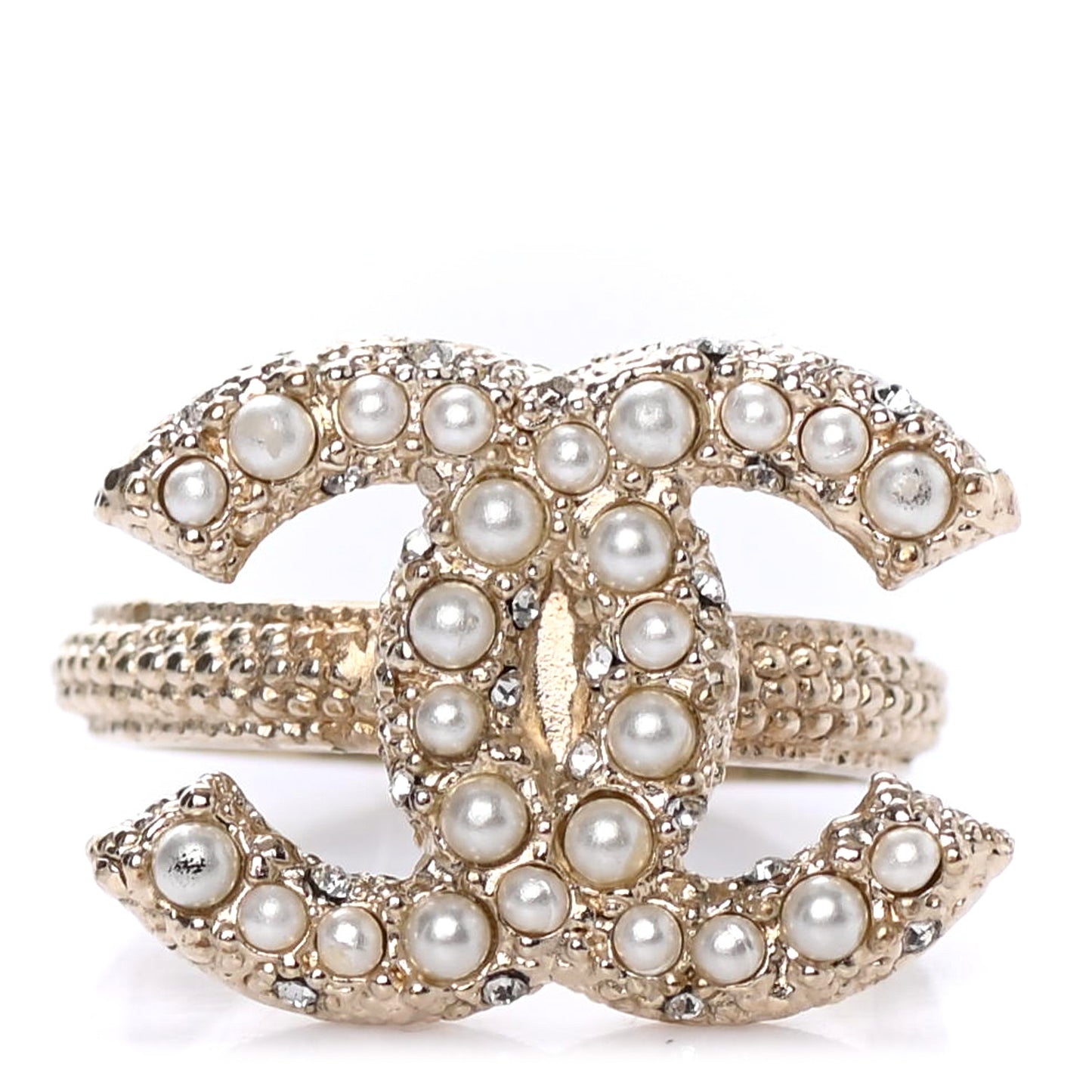 Crystal Pearl CC Ring 5.5 Gold