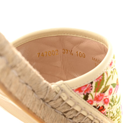 Gucci Nappa Matelasse Diagonal Floral Print GG Marmont Pilar Espadrille Slide Sandals 37.5 Ivory Pink 6 of 9
