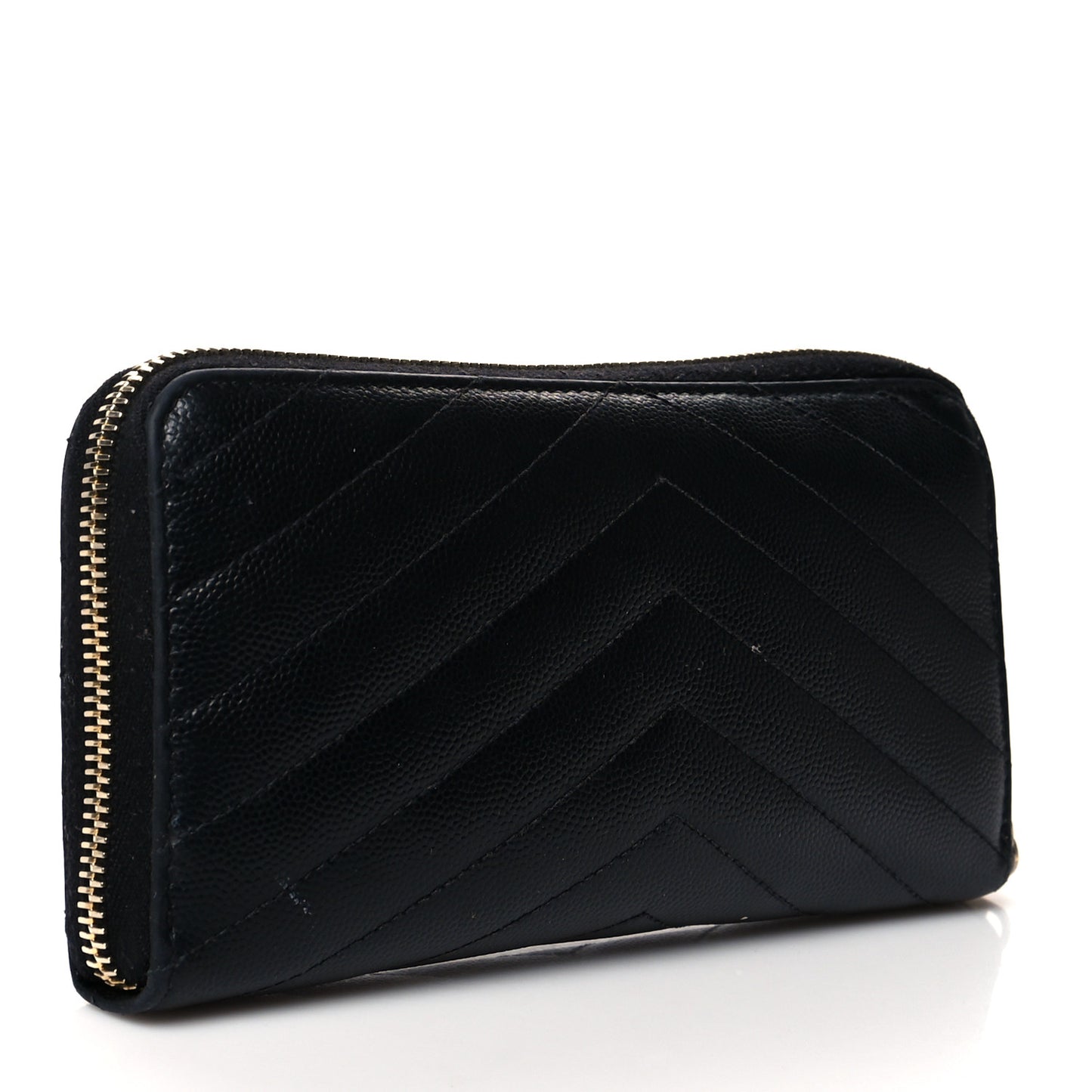 Grain De Poudre Matelasse Chevron Monogram Zip Around Wallet Black