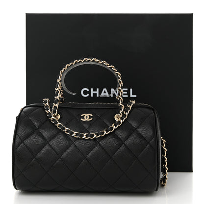 Chanel Caviar Quilted Barrel Clutch With Chain Black 11 of 11