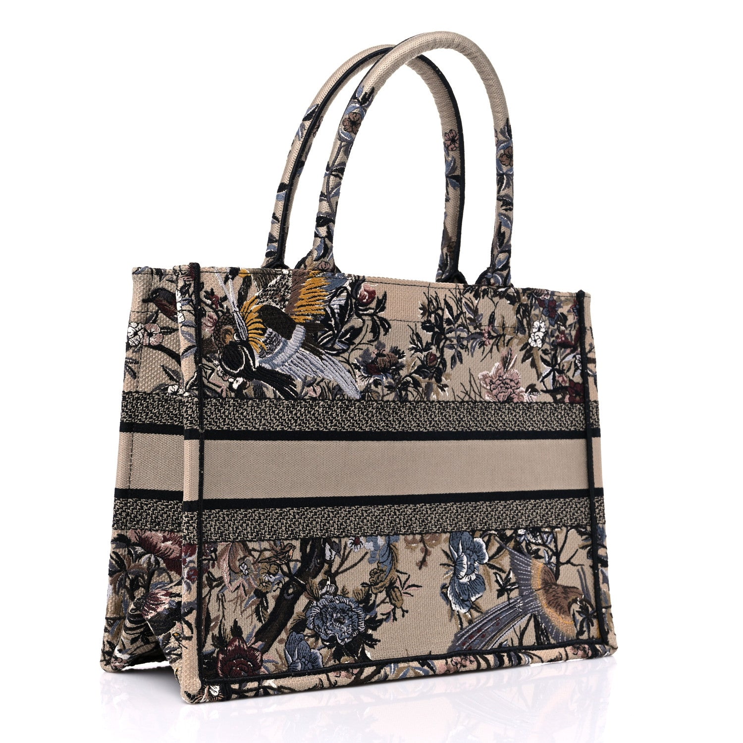 Christian Dior Canvas Embroidered Jardin D'Hiver Medium Book Tote Beige Multicolor 3 of 10