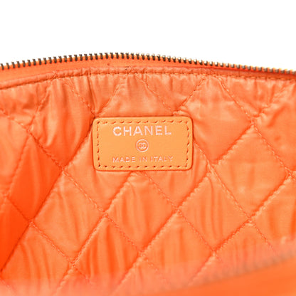 Chanel Perforated Lambskin Quilted Medium Cosmetic Case Orange 6 of 11