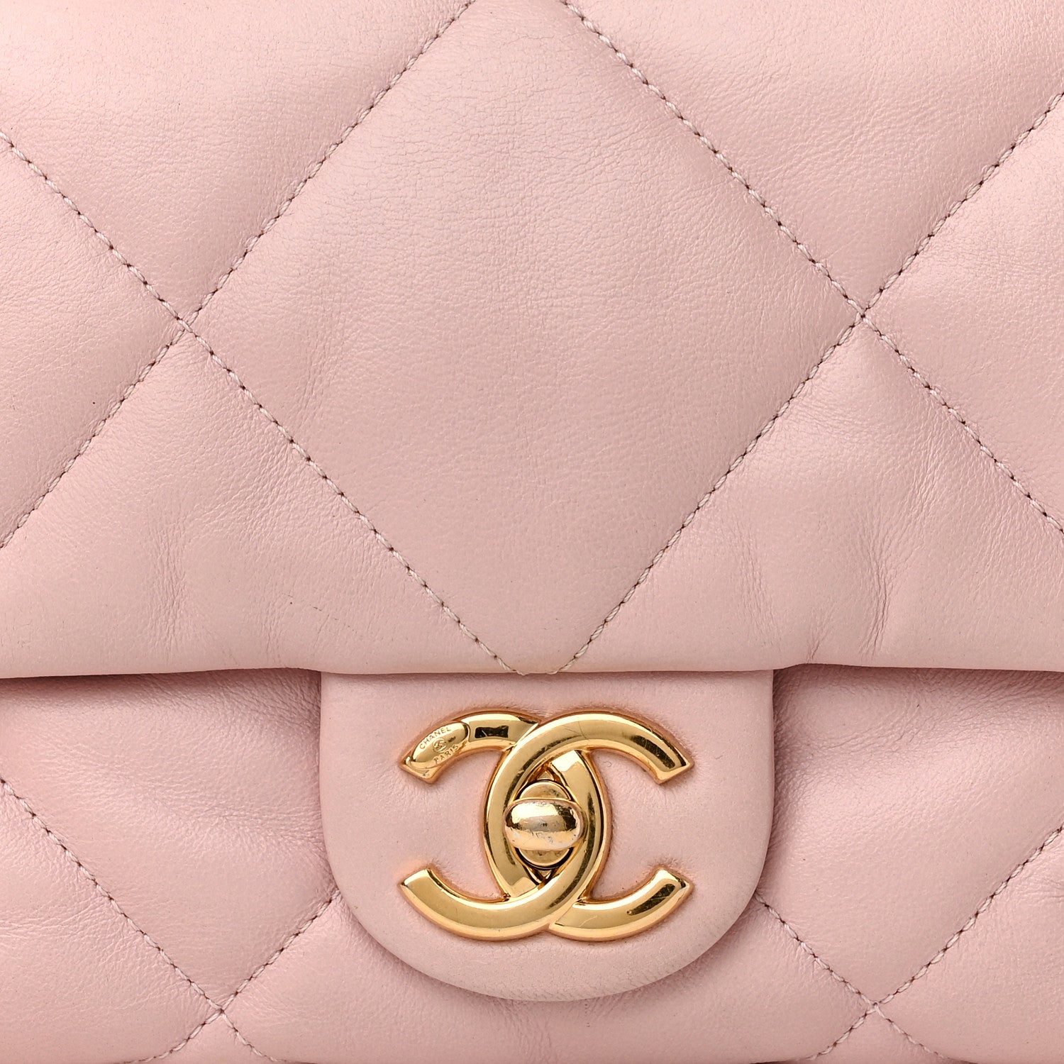 Chanel Lambskin Quilted Small Chain Top Handle Flap Rose Clair 9 of 12