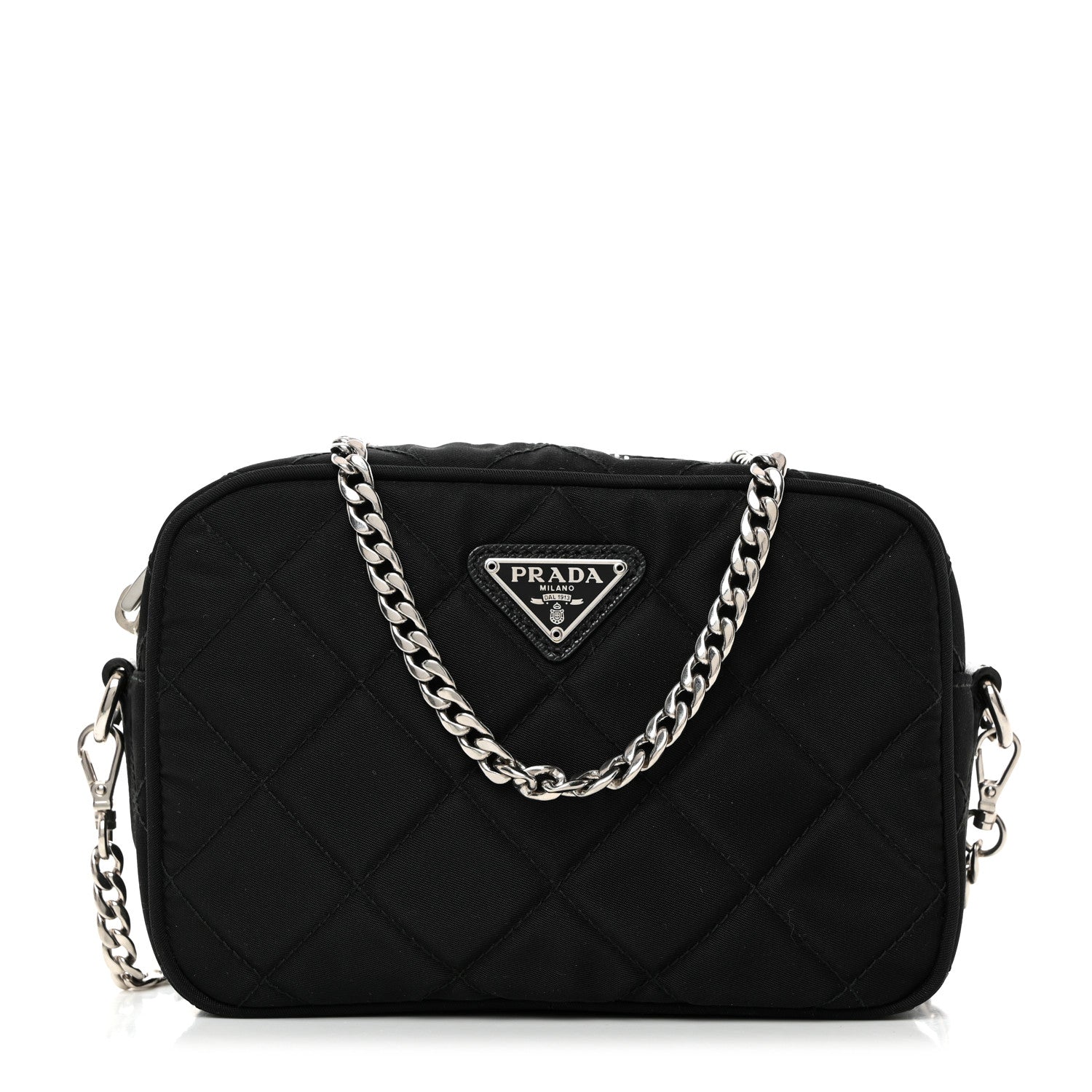 Prada Nylon Tessuto Impuntu Quilted Chain Crossbody Black 1 of 11