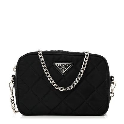 Prada Nylon Tessuto Impuntu Quilted Chain Crossbody Black 1 of 11
