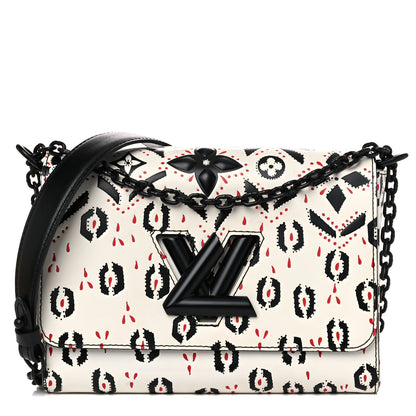 Louis Vuitton Calfskin Graphic Print Twist Shoulder Bag MM White Black 1 of 12