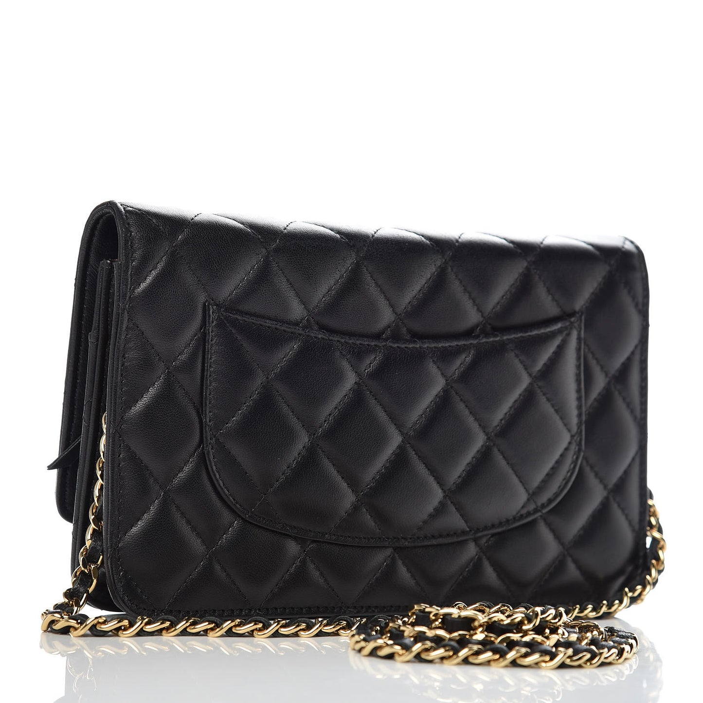 Lambskin Quilted Wallet On Chain WOC Black