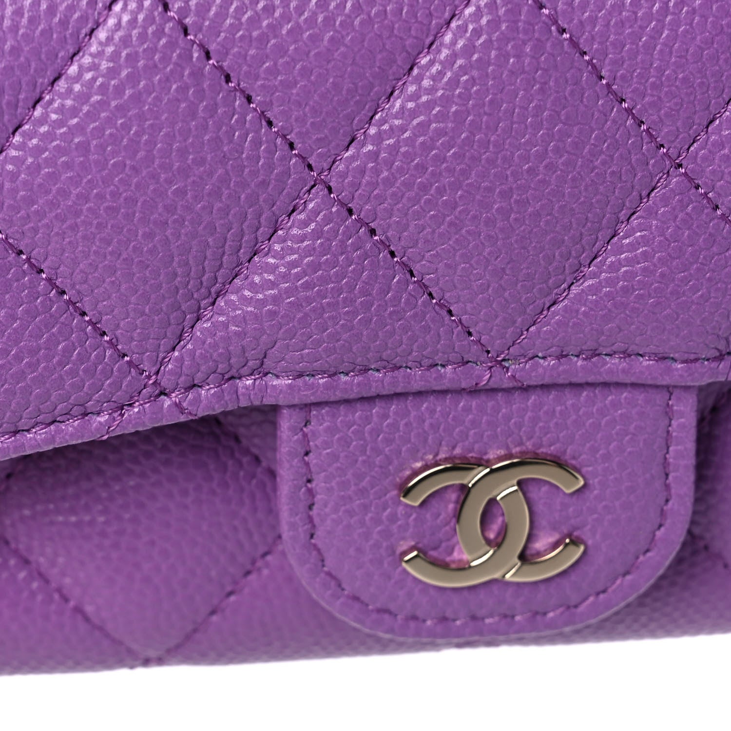 Chanel Caviar Quilted Flap Card Holder Wallet Purple 13 of 14