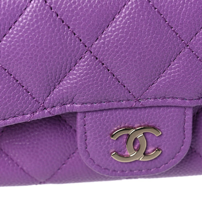 Chanel Caviar Quilted Flap Card Holder Wallet Purple 13 of 14