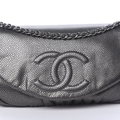 Chanel Metallic Caviar Half Moon Wallet On Chain WOC Dark Silver 8 of 12
