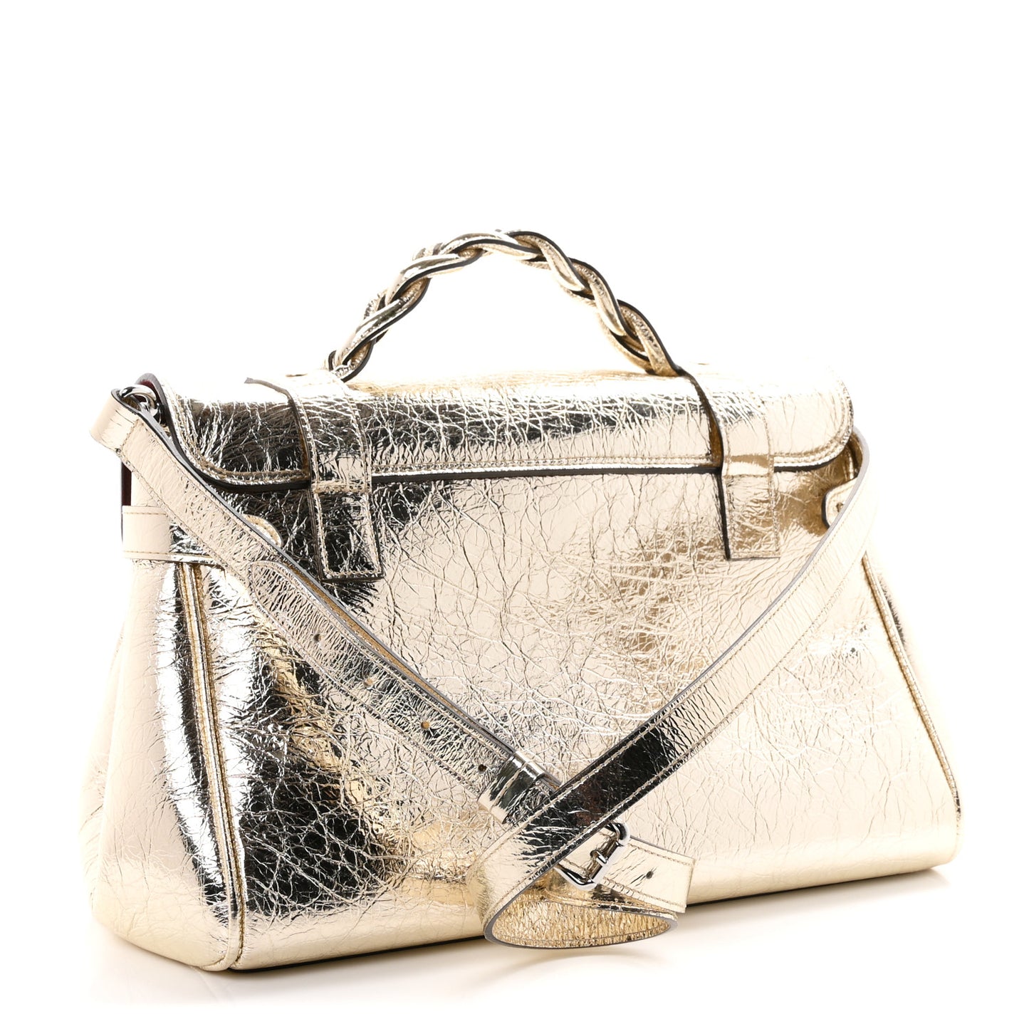 Metallic Crinkled Calfskin Medium Alexa Gold