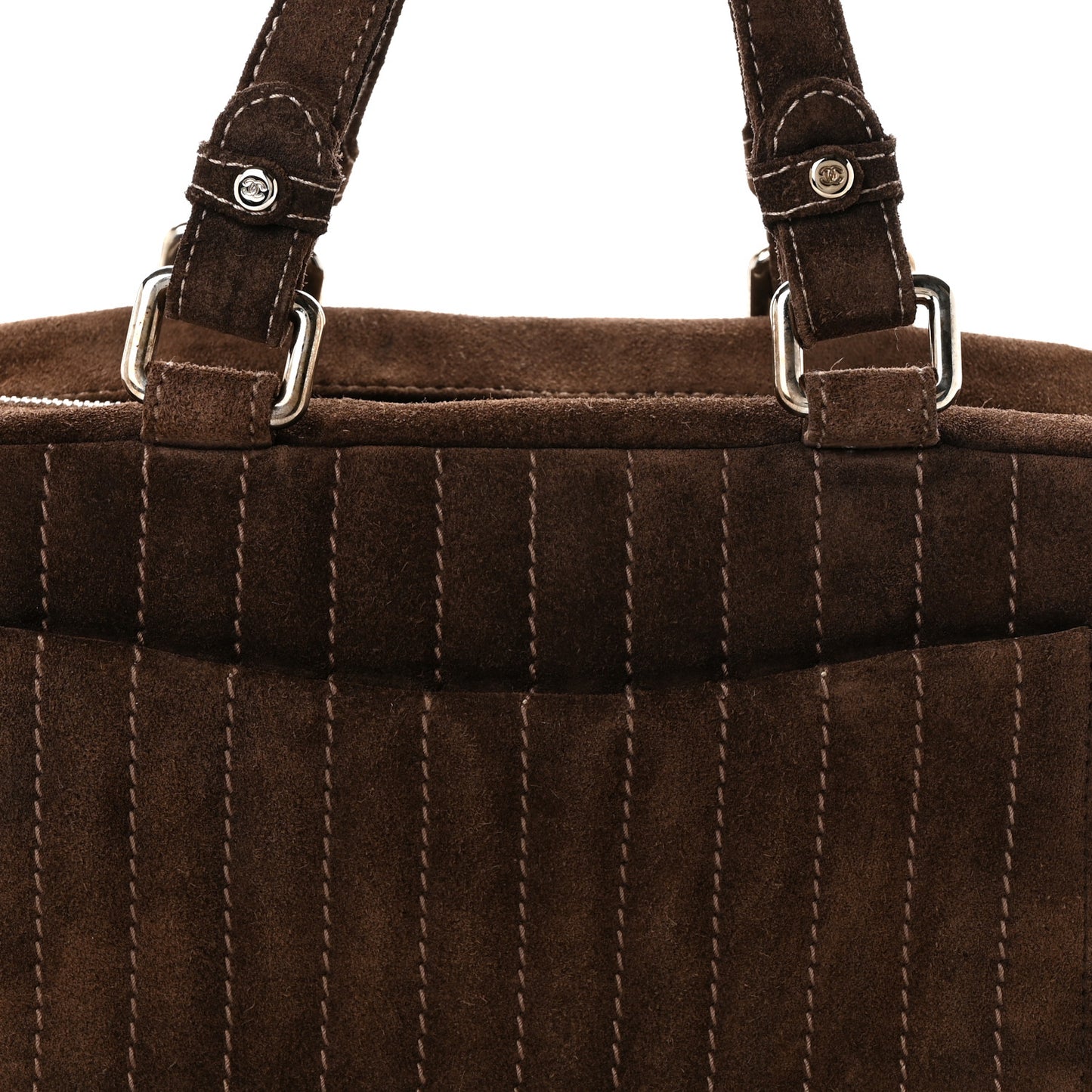 Suede Vertical Quilted Bowler Brown