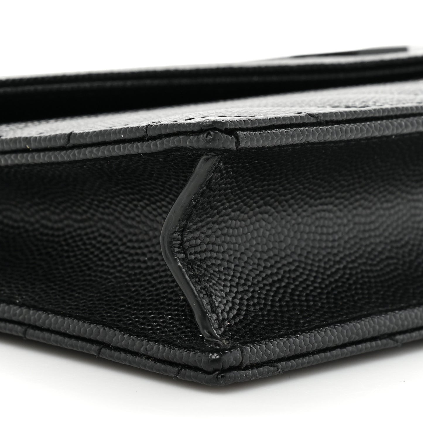 Grain De Poudre Matelasse Chevron Monogram Monochrome Envelope Chain Wallet Black
