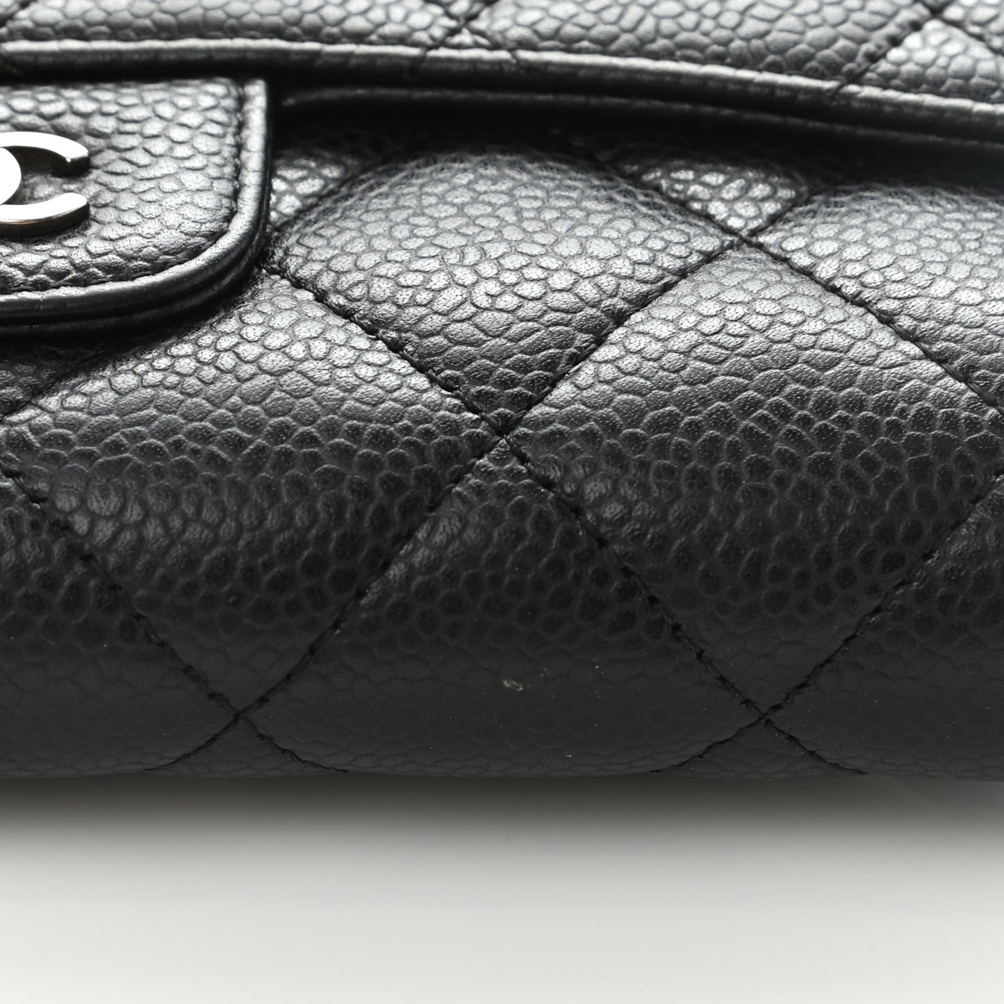 Caviar Quilted Long Flap Wallet Black
