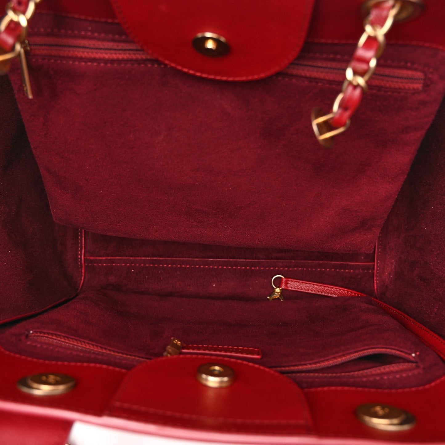 Caviar Small Studded Deauville Tote Red