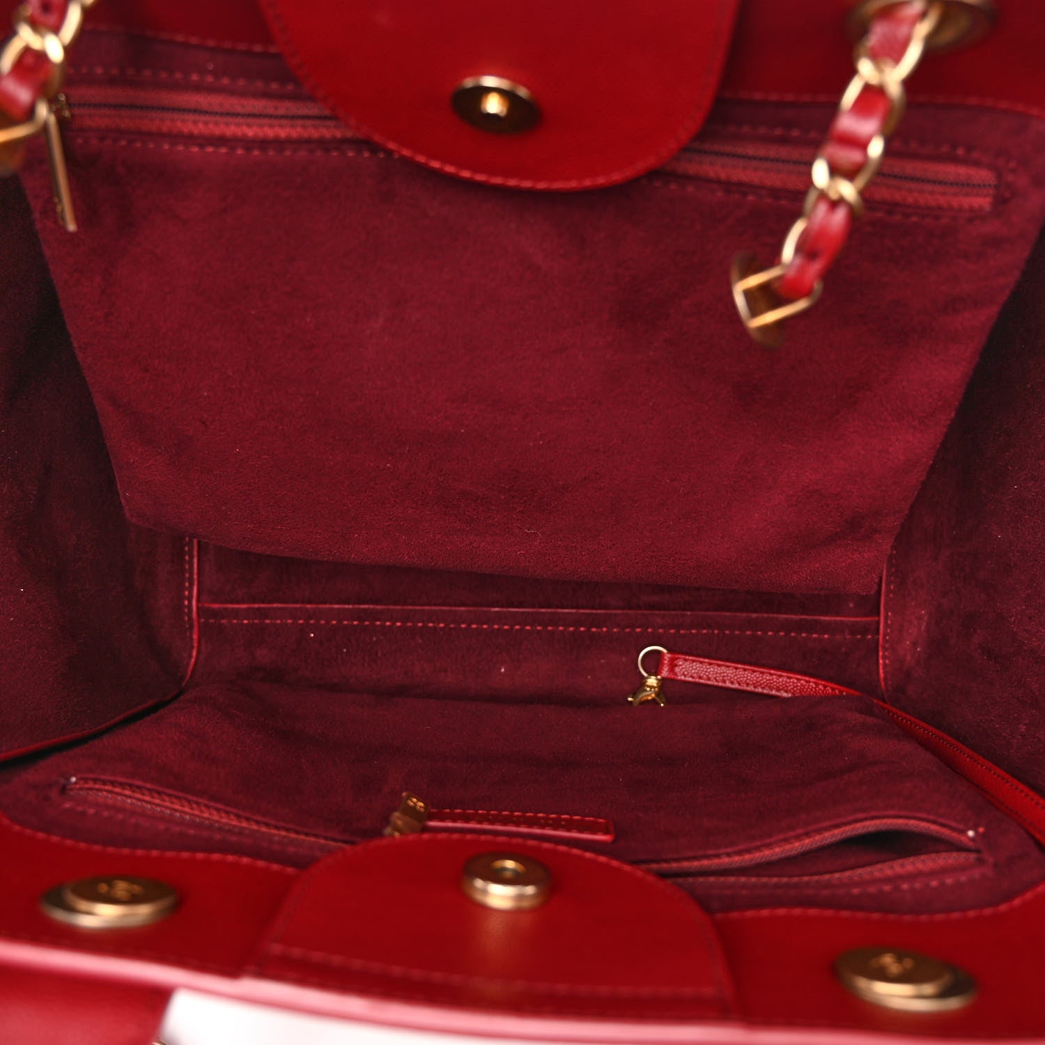 Chanel Caviar Small Studded Deauville Tote Red 5 of 11