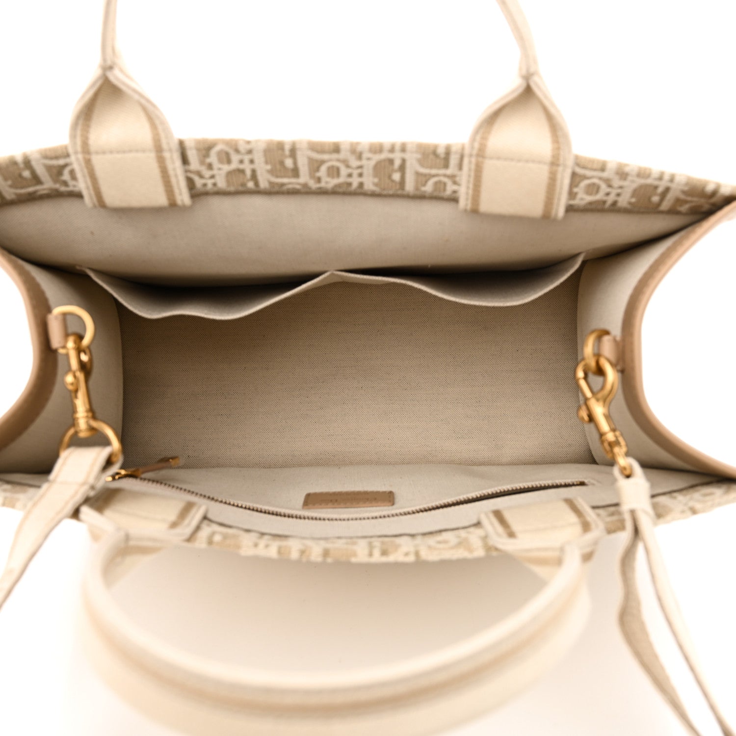 Christian Dior Oblique Calfskin Medium Book Tote With Strap Gold Multicolor Natural 5 of 9