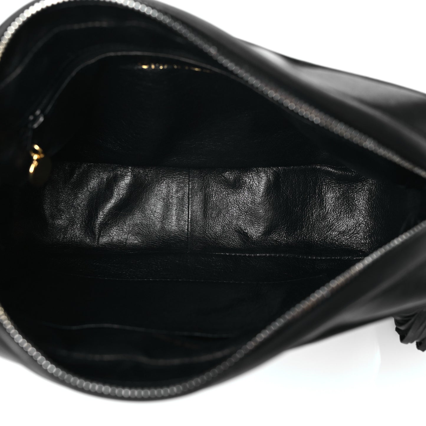 Lambskin Quilted Tassel Camera Case Black