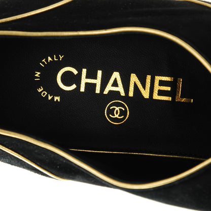 Chanel Suede Lace Up Oxfords 40.5 Black Gold 8 of 8