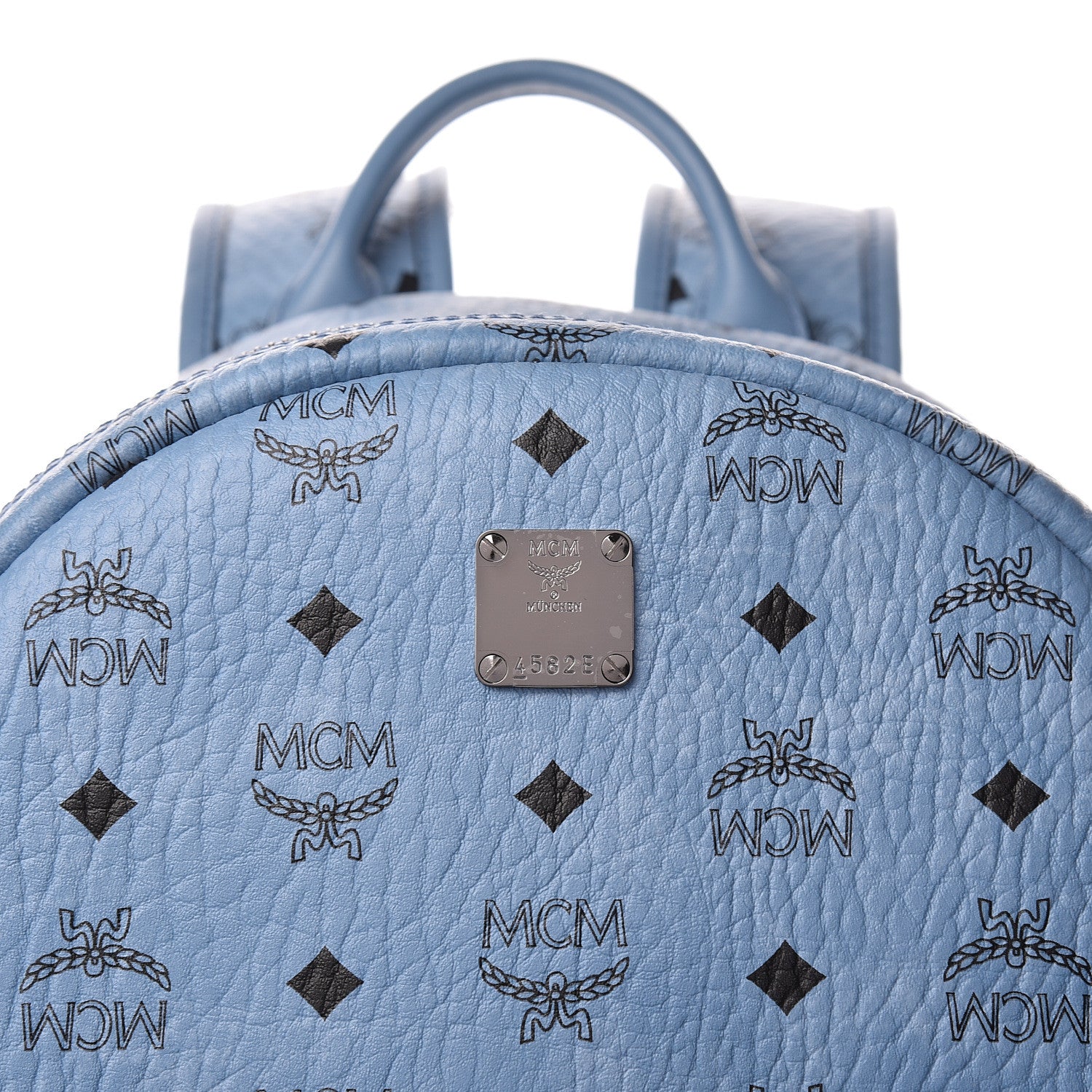 MCM Visetos Medium Side Stud Stark Backpack Light Blue 480620