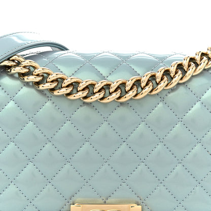 Chanel Iridescent Patent Calfskin Quilted Medium Boy Flap Light Blue 8 of 10