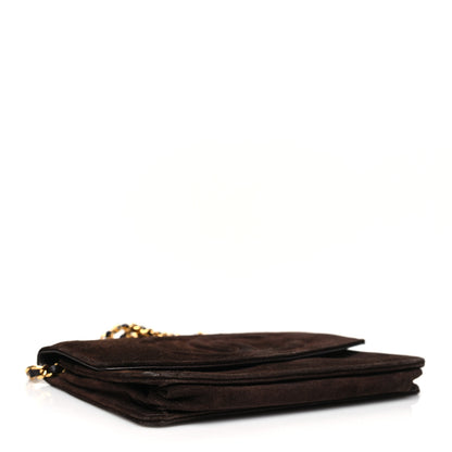 Chanel Suede Timeless CC Wallet on Chain WOC Brown 4 of 12