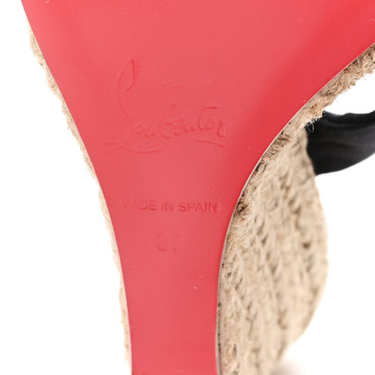 Christian Louboutin Silk Satin Delfin Espadrille Wedges 37 Black 7 of 8