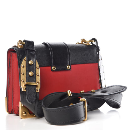 Prada City Calfskin Saffiano Cahier Bag Fuoco Black 3 of 11