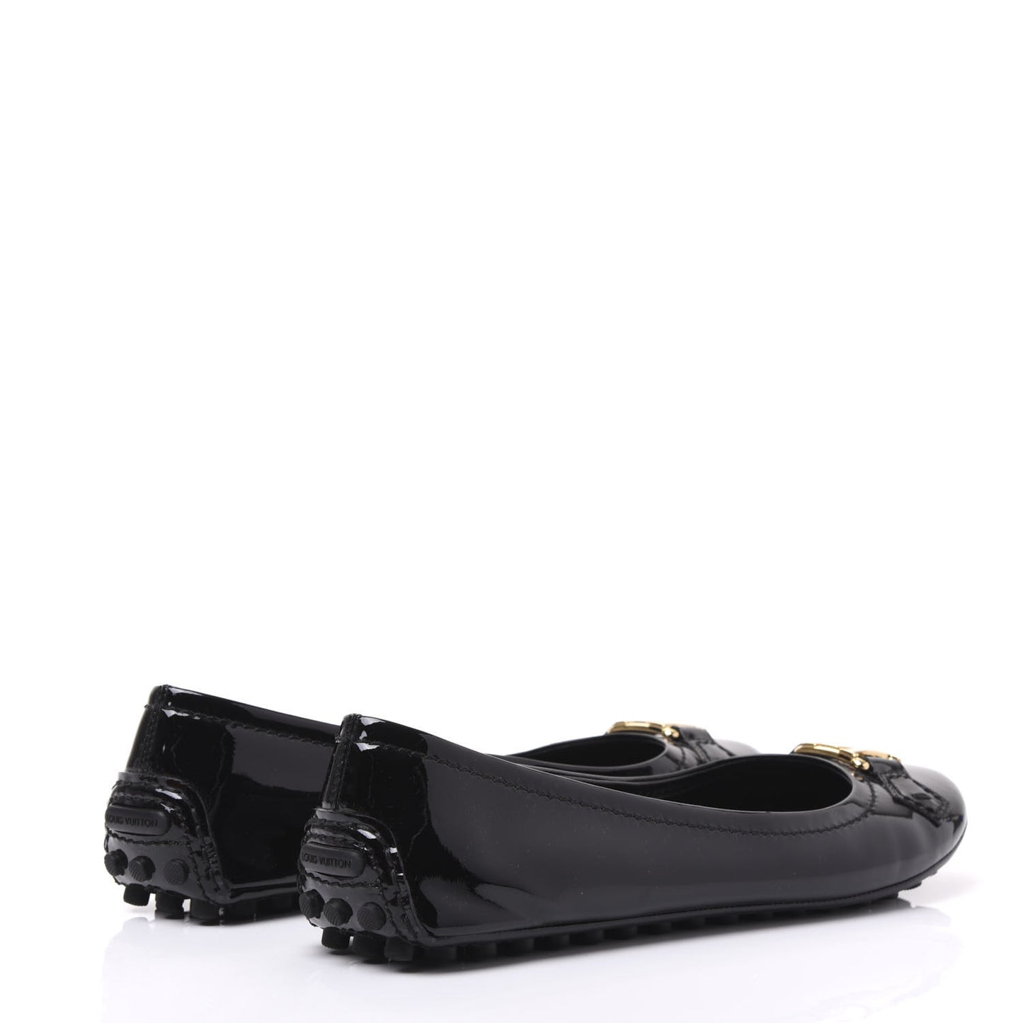 Patent Calfskin Oxford Ballerina Flats 38.5 Black