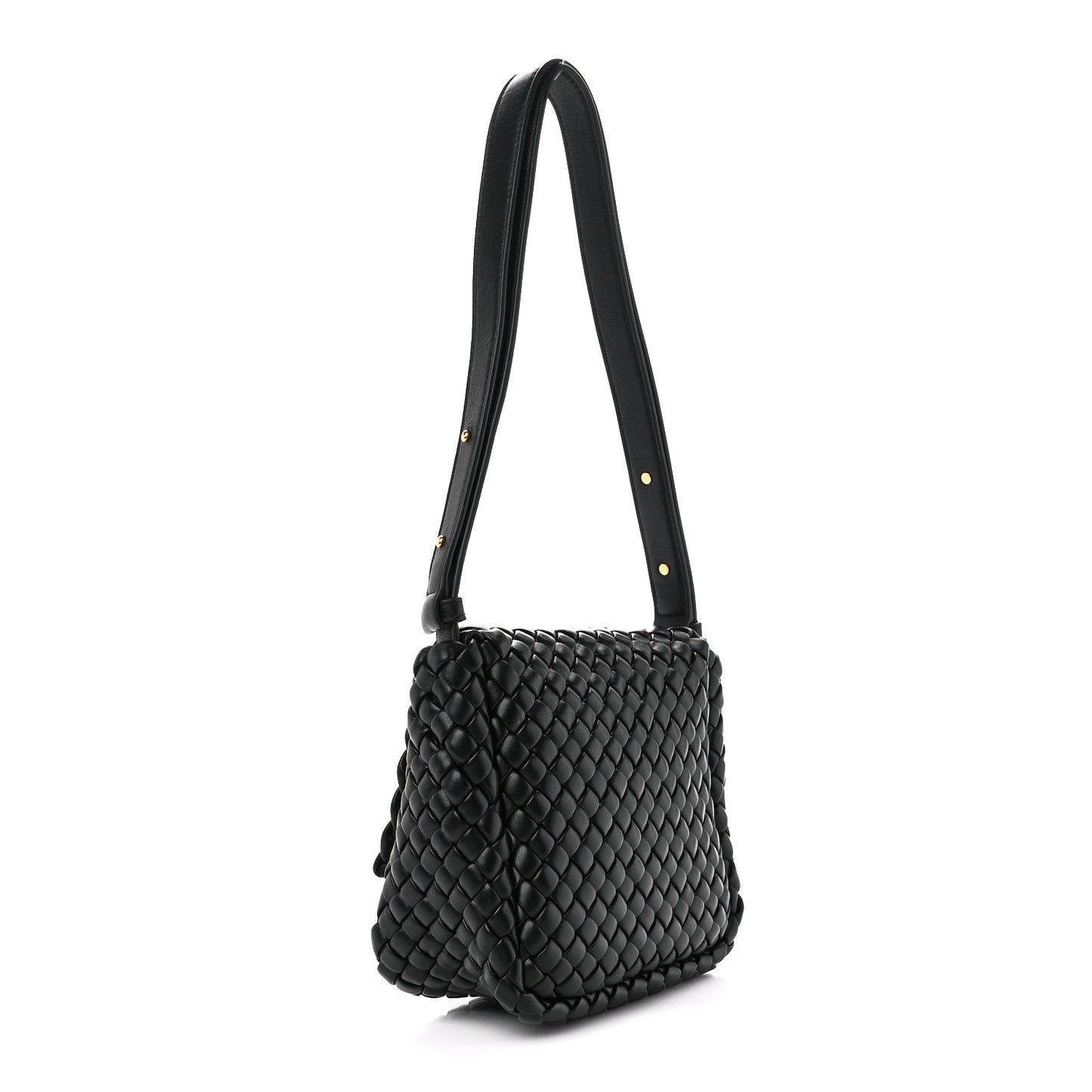Nappa Intrecciato Small Cobble Shoulder Bag Black