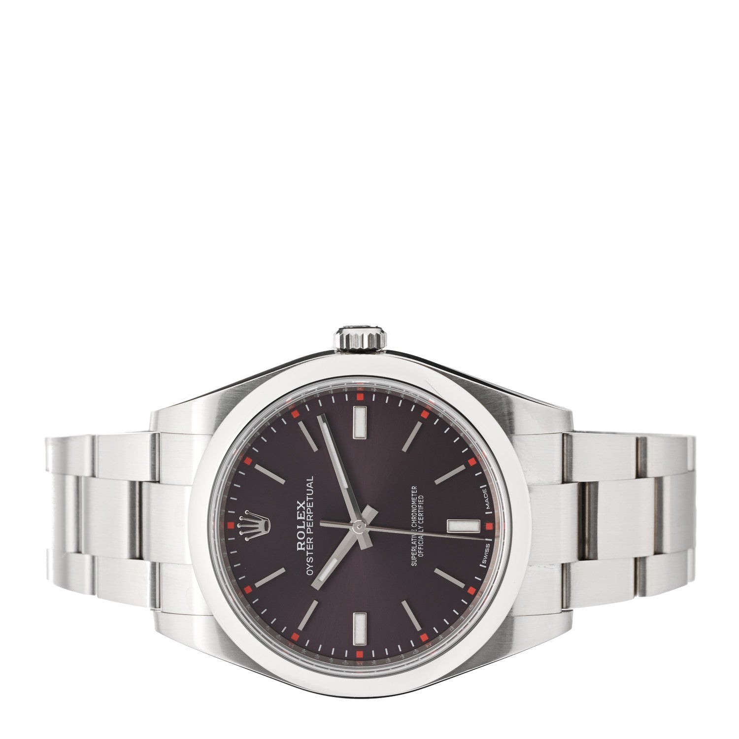 Rolex Stainless Steel 39mm Oyster Perpetual Watch Red Grape 114300 2 of 5