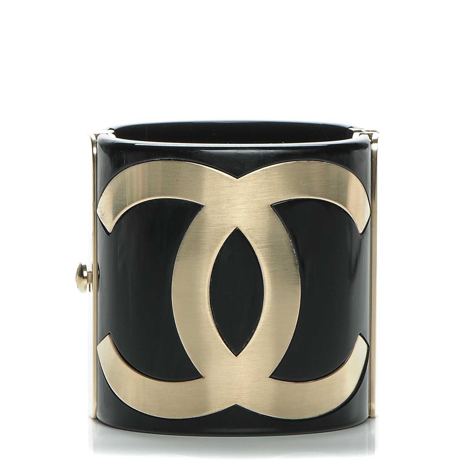 Chanel Resin CC Cuff Black Gold 1 of 5