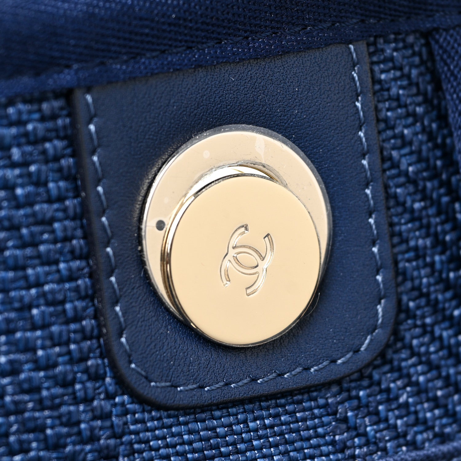 Chanel Woven Straw Raffia Striped Medium Deauville Tote Navy Blue 13 of 14