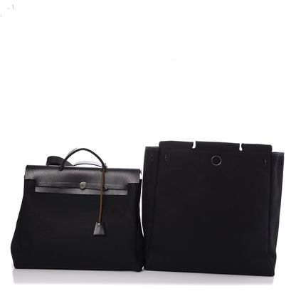 Hermes Toile Vache Calfskin Herbag 40 GM Black 15 of 15