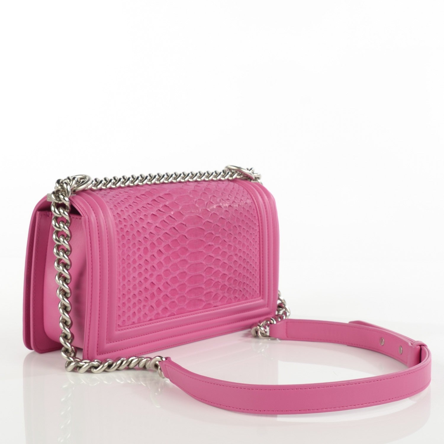 Chanel Matte Python Calfskin Medium Boy Flap Pink 3 of 8