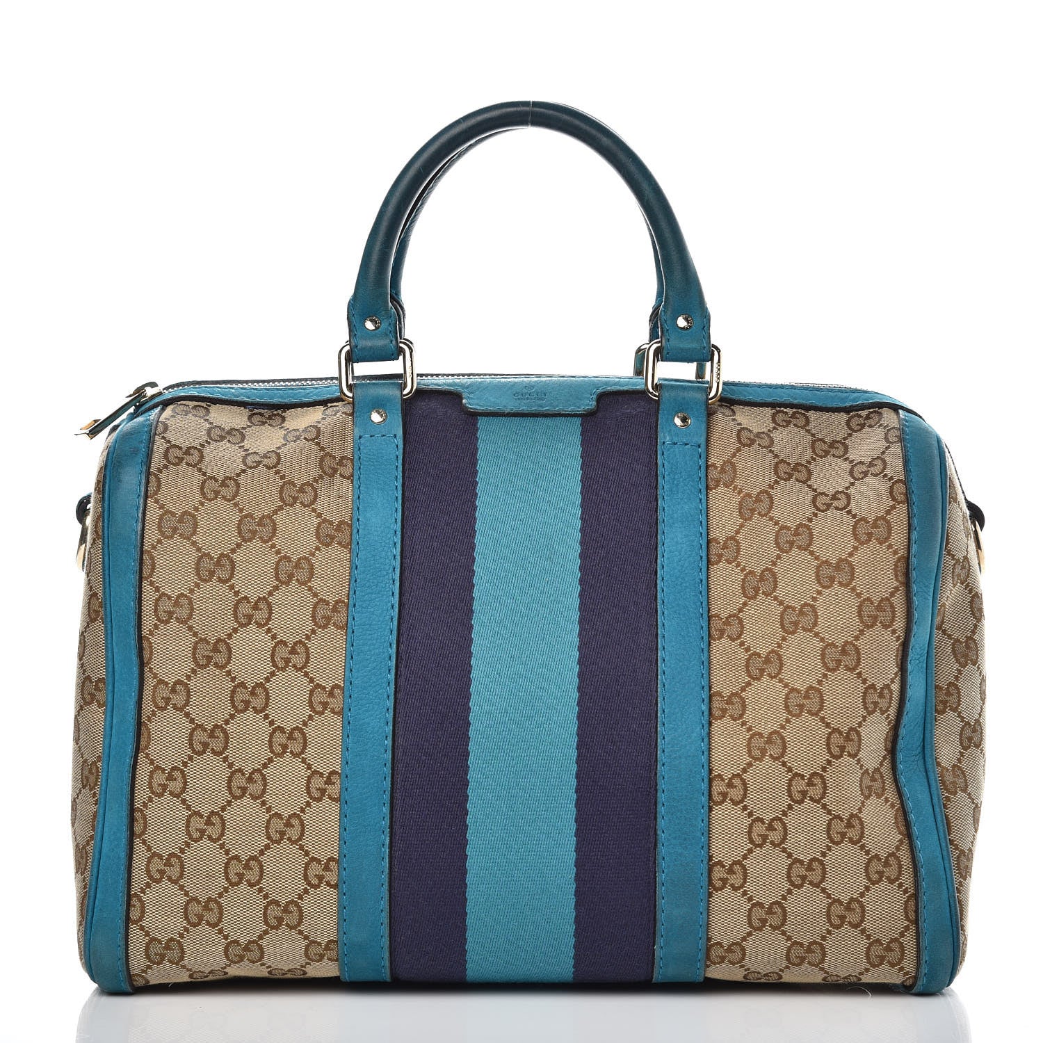 Gucci Monogram Vintage Web Medium Boston Teal 1 of 20